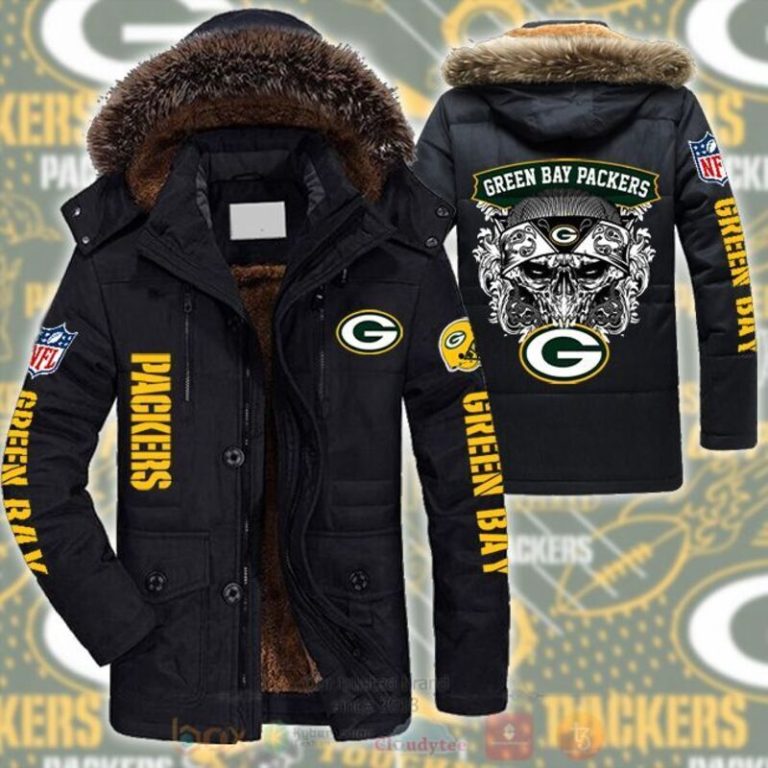 NFL Green Bay Packers Skull White Parka Jacket