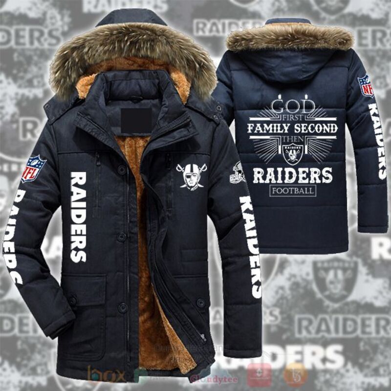 NFL Las Vegas Raiders God First Family Second Parka Jacket 1