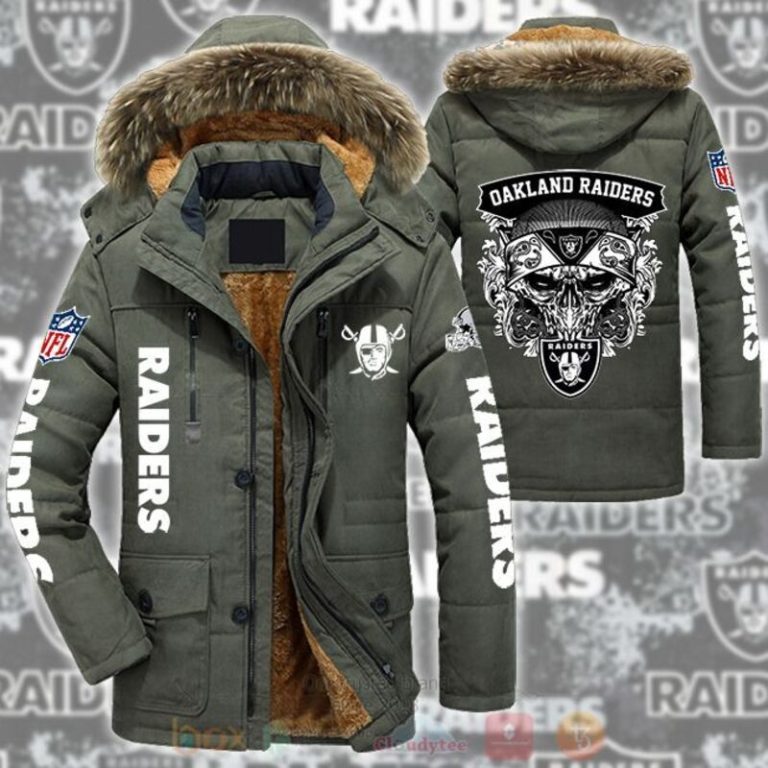 NFL Las Vegas Raiders Skull White Parka Jacket 1 2