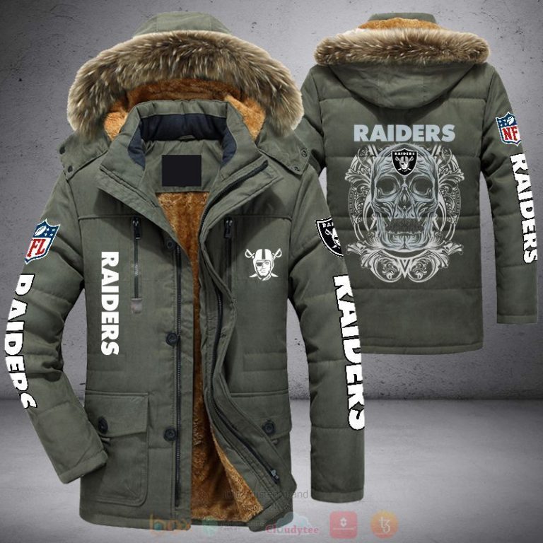 NFL Las Vegas Raiders White Skull Parka Jacket 1 2