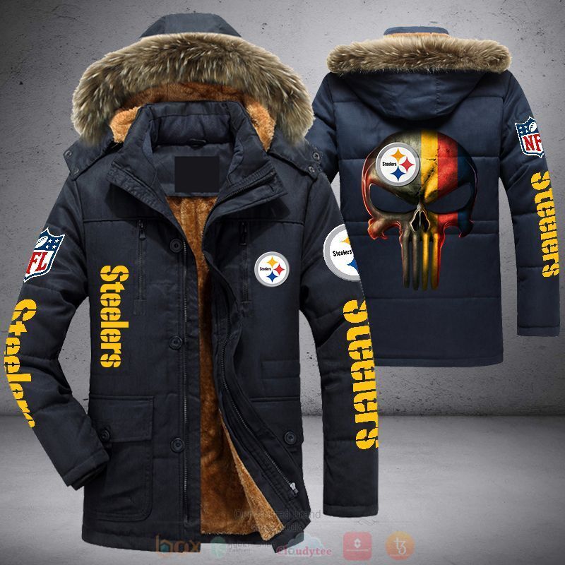 NFL Pittsburgh Steelers Punisher Skull Parka Jacket 1