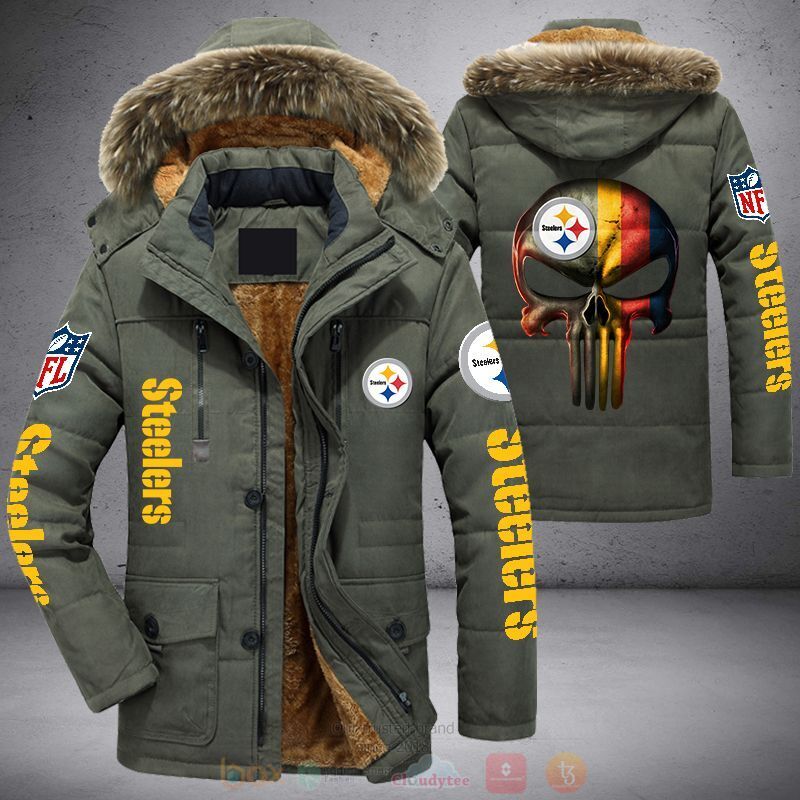 NFL Pittsburgh Steelers Punisher Skull Parka Jacket 1 2