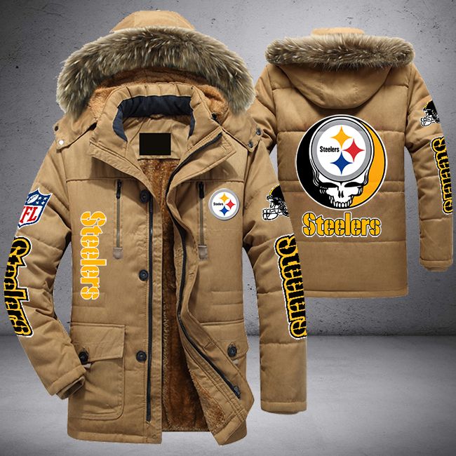 NFL Pittsburgh Steelers Skull Parka Jacket 1 2 3