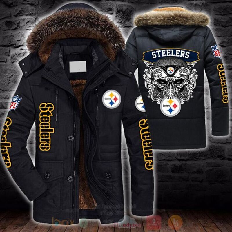 NFL Pittsburgh Steelers Skull White Parka Jacket