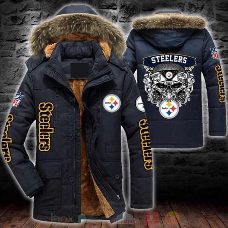 NFL Pittsburgh Steelers Skull White Parka Jacket 1