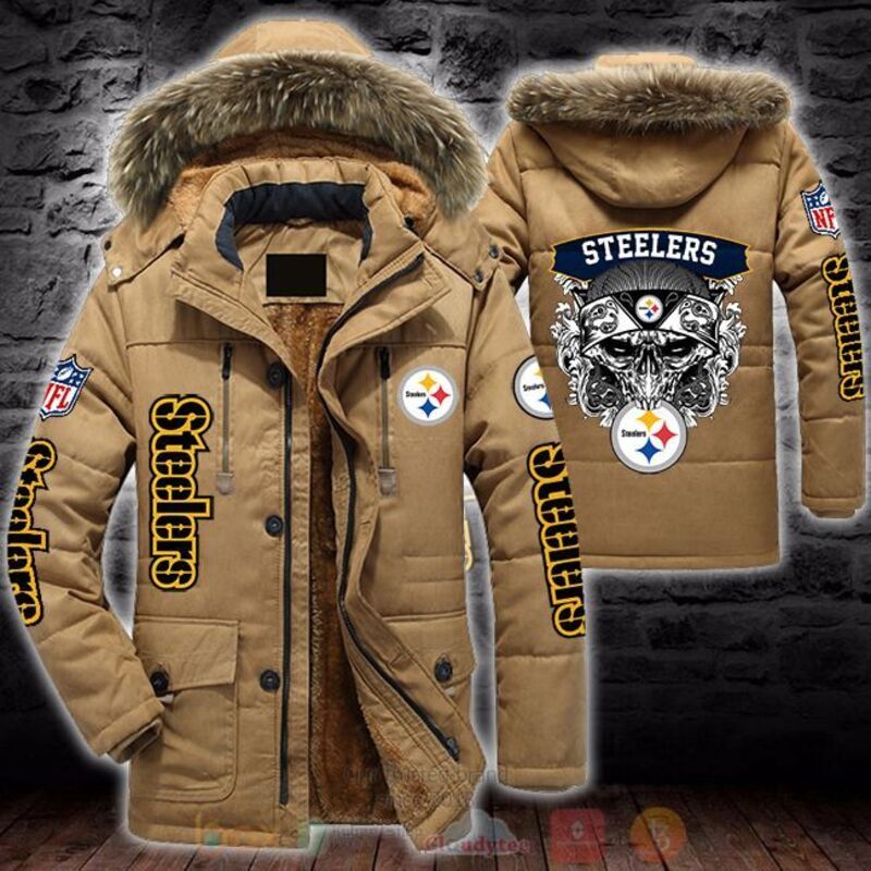 NFL Pittsburgh Steelers Skull White Parka Jacket 1 2 3
