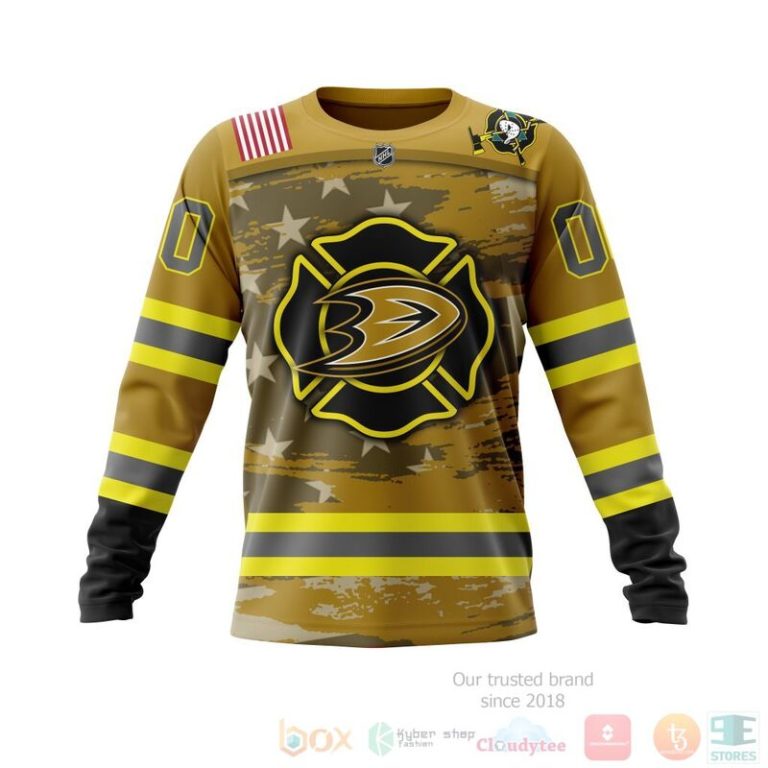 NHL Anaheim Ducks Honnor Firefighter Yellow 3D Hoodie Shirt 1 2