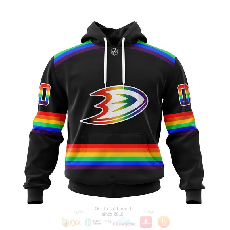 NHL Anaheim Ducks LGBT Pride Black Personalized Custom 3D Hoodie Shirt