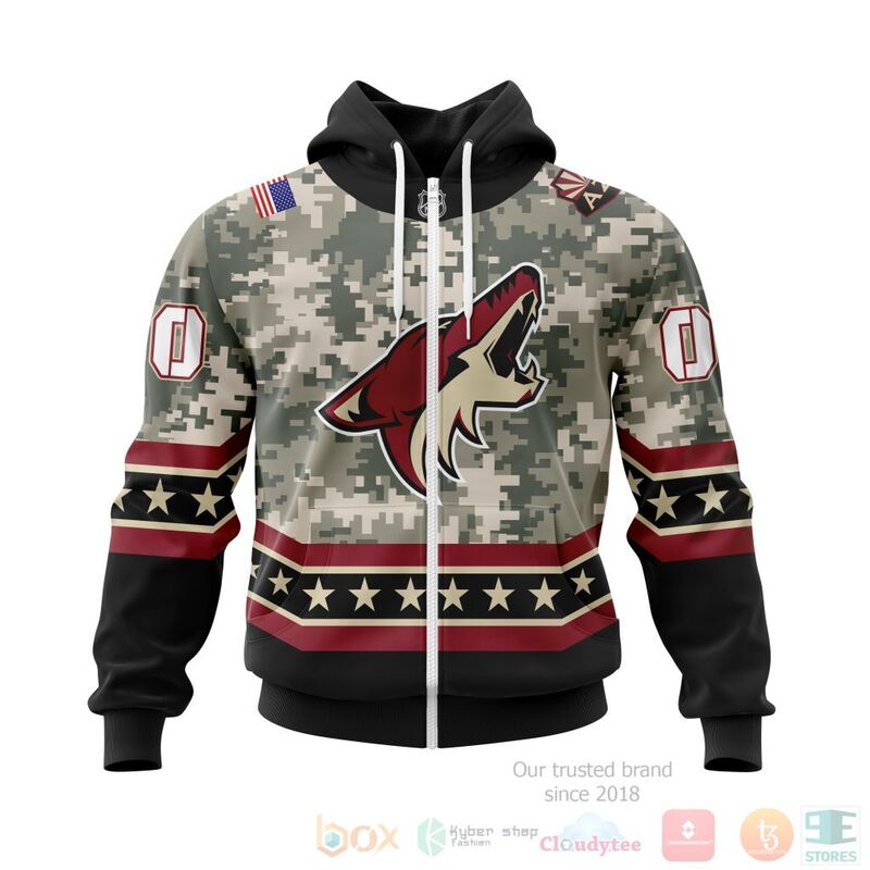 NHL Arizona Coyotes Honor Military With White Camo Color 3D Hoodie Shirt 1