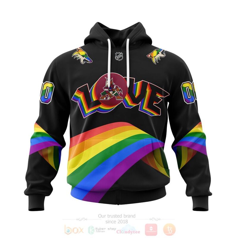 NHL Arizona Coyotes Love LGBT Pride Personalized Custom 3D Hoodie Shirt
