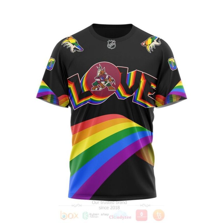 NHL Arizona Coyotes Love LGBT Pride Personalized Custom 3D Hoodie Shirt 1 2