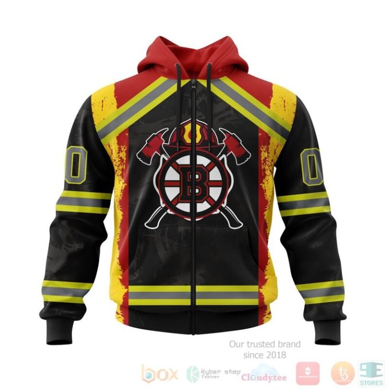 NHL Boston Bruins Honnor Firefighter Black 3D Hoodie Shirt 1