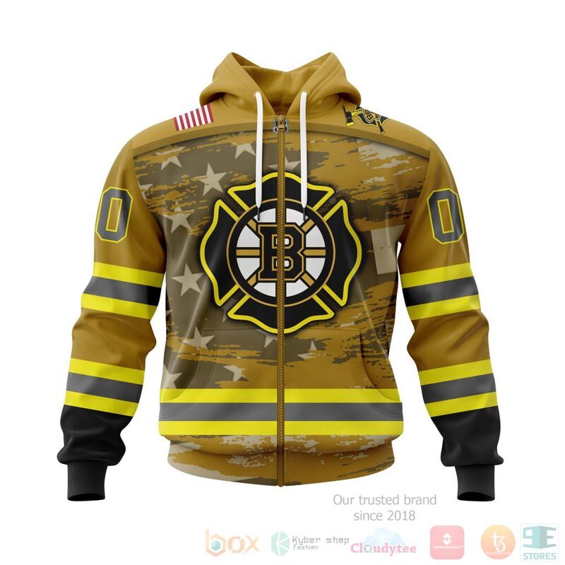 NHL Boston Bruins Honnor Firefighter Yellow 3D Hoodie Shirt 1