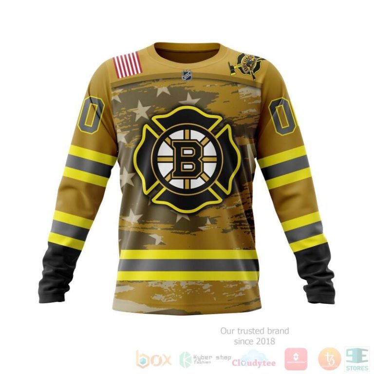 NHL Boston Bruins Honnor Firefighter Yellow 3D Hoodie Shirt 1 2