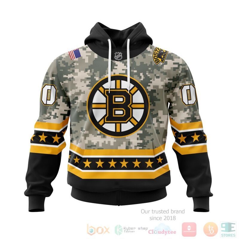 NHL Boston Bruins Honor Military With White Camo Color 3D Hoodie Shirt