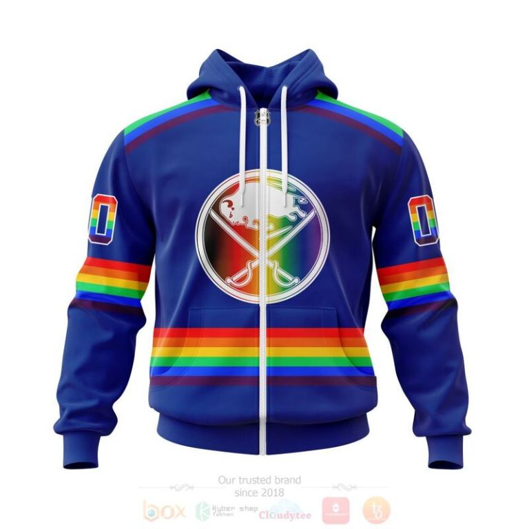 NHL Buffalo Sabres Blue LGBT Pride Personalized Custom 3D Hoodie Shirt 1