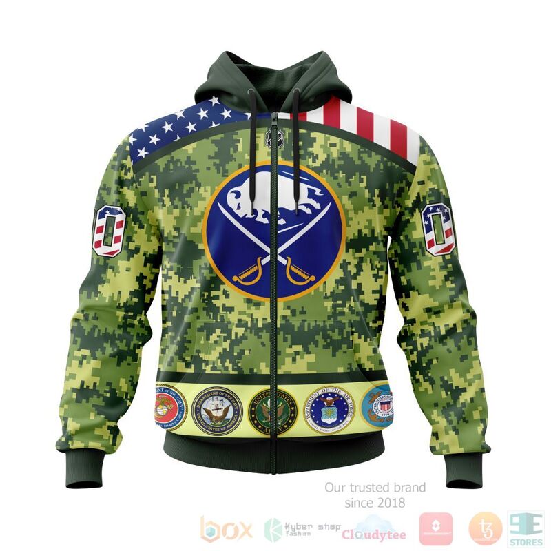 NHL Buffalo Sabres Honor Military With Green Camo Color 3D Hoodie Shirt 1