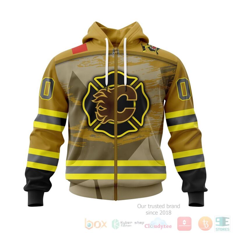 NHL Calgary Flames Honnor Firefighter Yellow 3D Hoodie Shirt 1