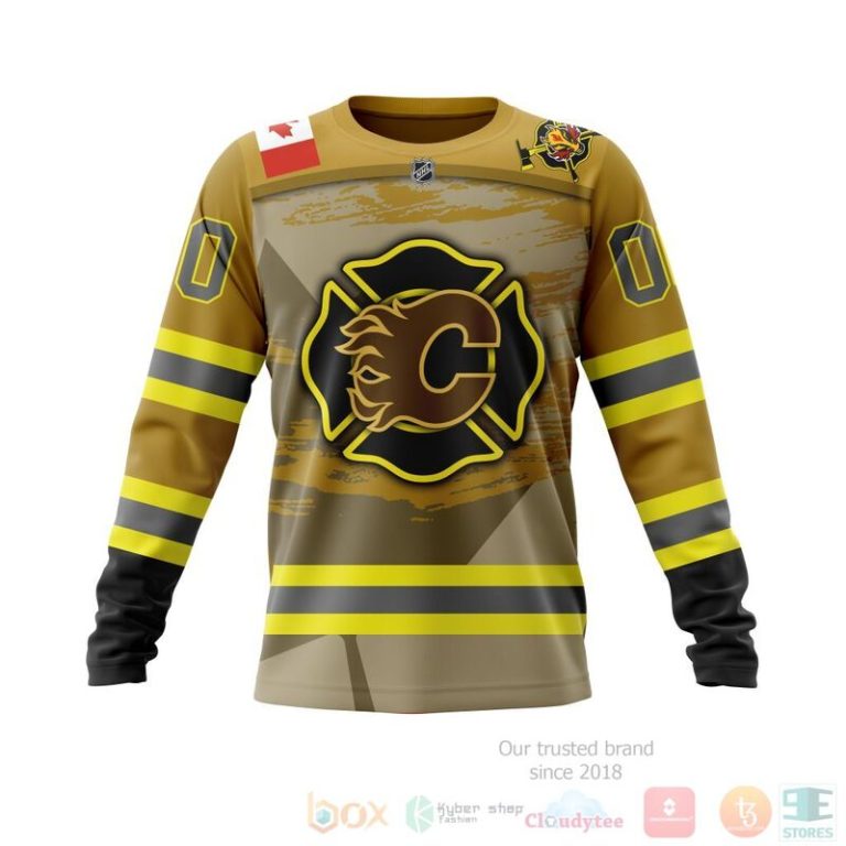 NHL Calgary Flames Honnor Firefighter Yellow 3D Hoodie Shirt 1 2