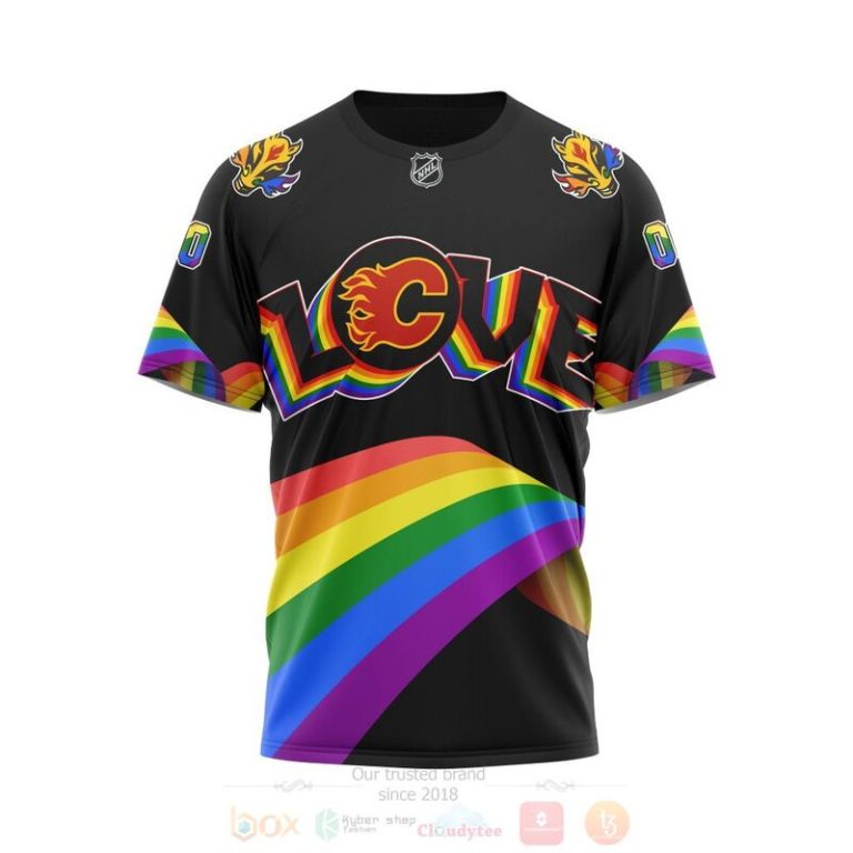 NHL Calgary Flames Love LGBT Pride Personalized Custom 3D Hoodie Shirt 1 2