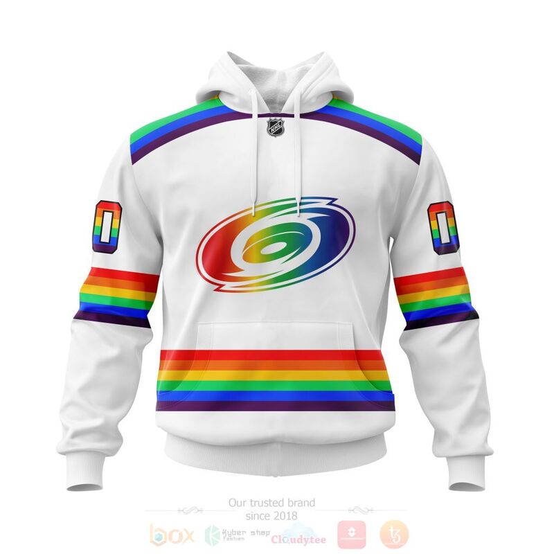 NHL Carolina Hurricanes LGBT Pride White Personalized Custom 3D Hoodie Shirt