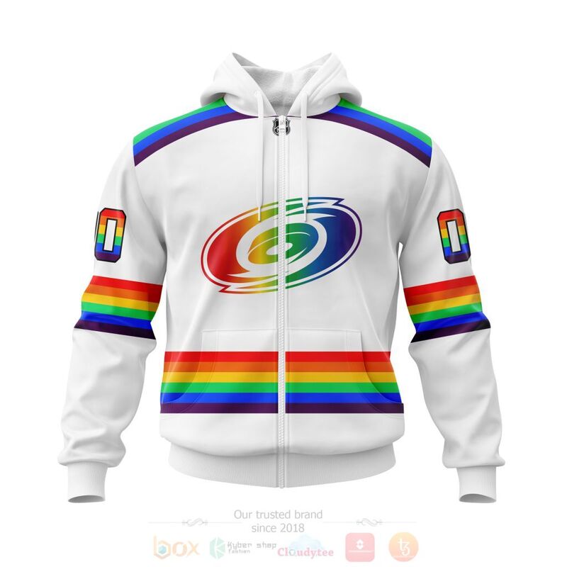 NHL Carolina Hurricanes LGBT Pride White Personalized Custom 3D Hoodie Shirt 1