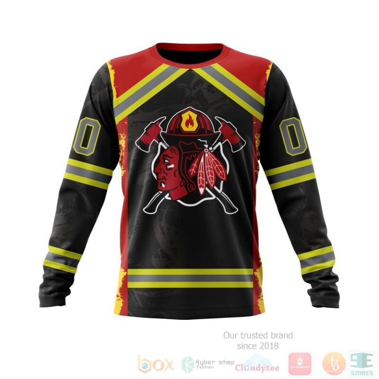 NHL Chicago BlackHawks Honnor Firefighter Black 3D Hoodie Shirt 1 2