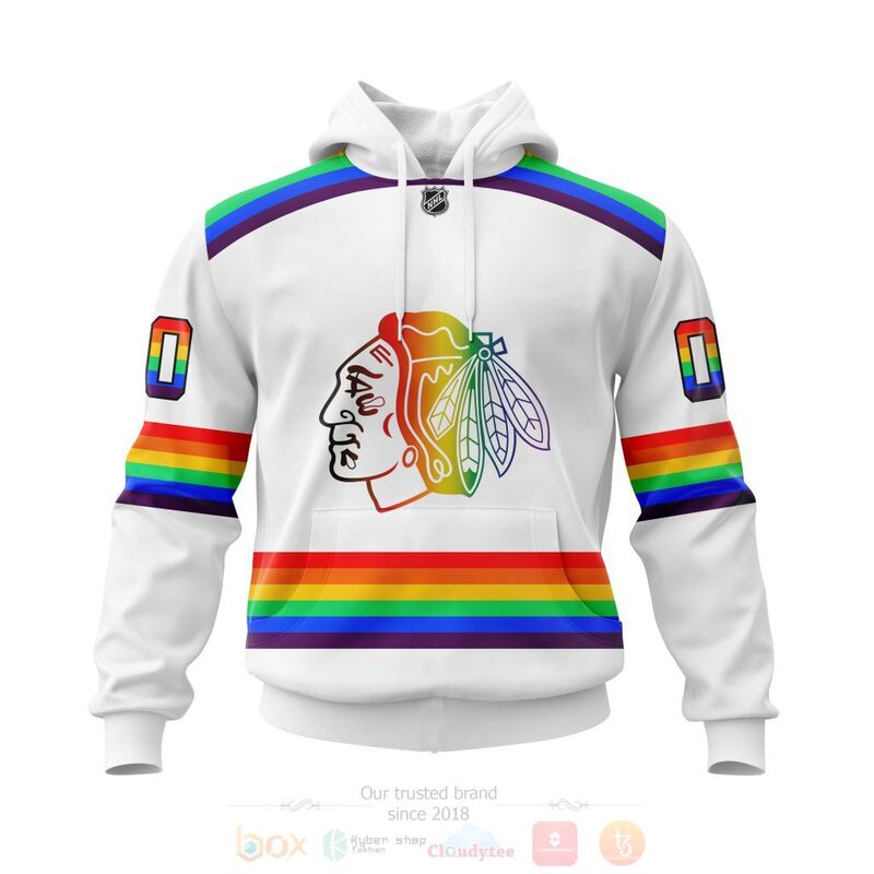 NHL Chicago BlackHawks LGBT Pride White Personalized Custom 3D Hoodie Shirt