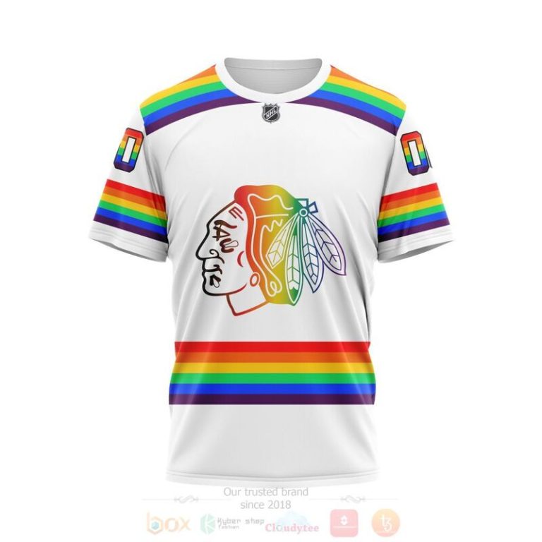 NHL Chicago BlackHawks LGBT Pride White Personalized Custom 3D Hoodie Shirt 1 2