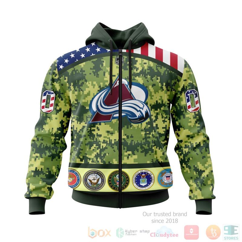 NHL Colorado Avalanche Honor Military With Green Camo Color 3D Hoodie Shirt 1