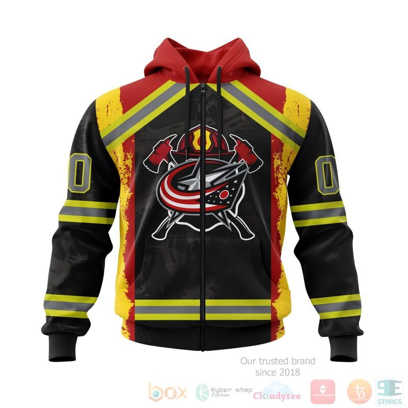 NHL Columbus Blue Jackets Honnor Firefighter Black 3D Hoodie Shirt 1