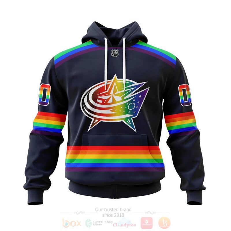 NHL Columbus Blue Jackets LGBT Pride Navy Color Personalized Custom 3D Hoodie Shirt