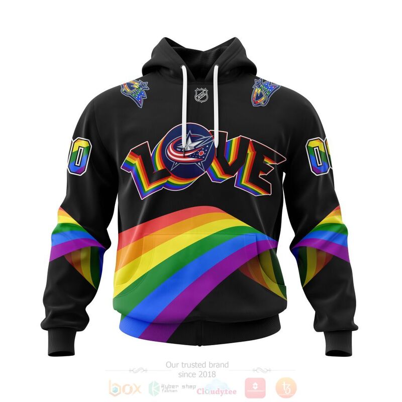 NHL Columbus Blue Jackets Love LGBT Pride Personalized Custom 3D Hoodie Shirt