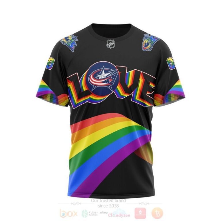 NHL Columbus Blue Jackets Love LGBT Pride Personalized Custom 3D Hoodie Shirt 1 2
