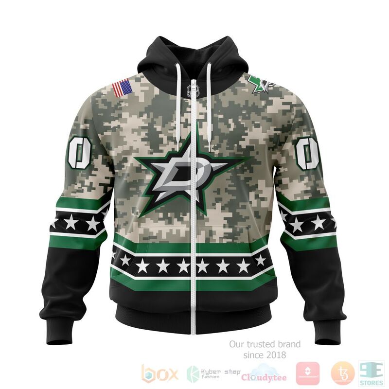 NHL Dallas Stars Honor Military With White Camo Color 3D Hoodie Shirt 1