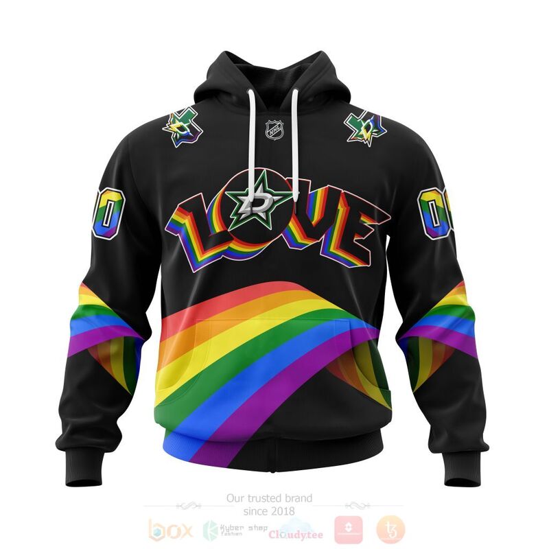 NHL Dallas Stars Love LGBT Pride Personalized Custom 3D Hoodie Shirt