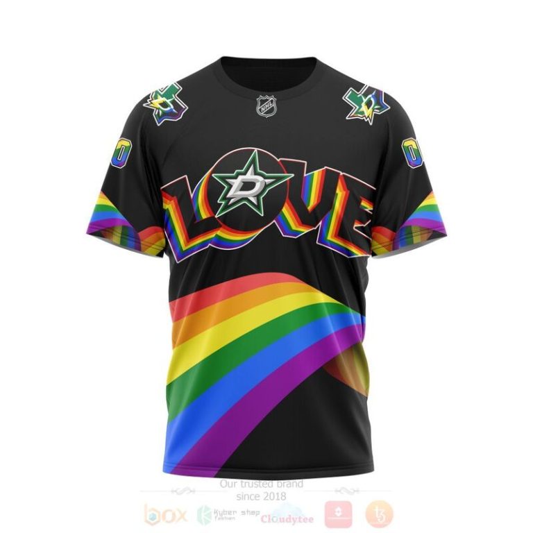 NHL Dallas Stars Love LGBT Pride Personalized Custom 3D Hoodie Shirt 1 2