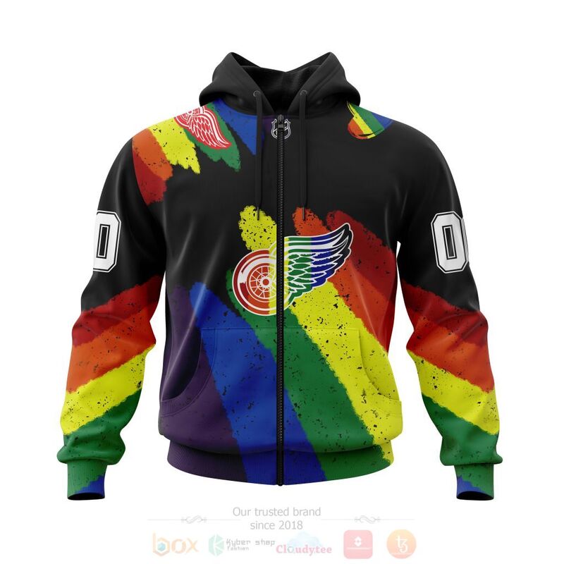 NHL Detroit Red Wings LGBT Pride Personalized Custom 3D Hoodie Shirt 1