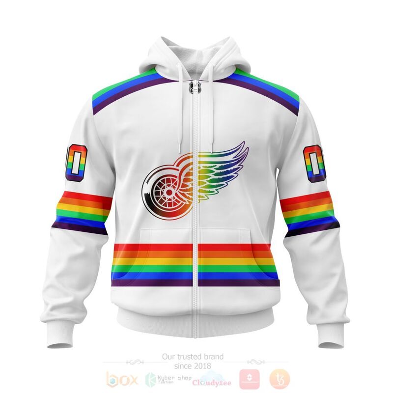 NHL Detroit Red Wings LGBT Pride White Personalized Custom 3D Hoodie Shirt 1