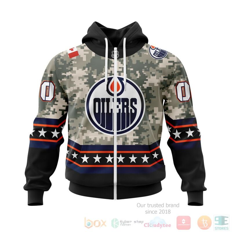 NHL Edmonton Oilers Honor Military With Camo Color 3D Hoodie Shirt 1