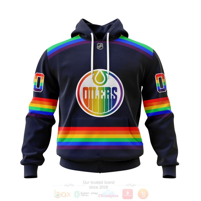 NHL Edmonton Oilers LGBT Pride Navy Color Personalized Custom 3D Hoodie Shirt