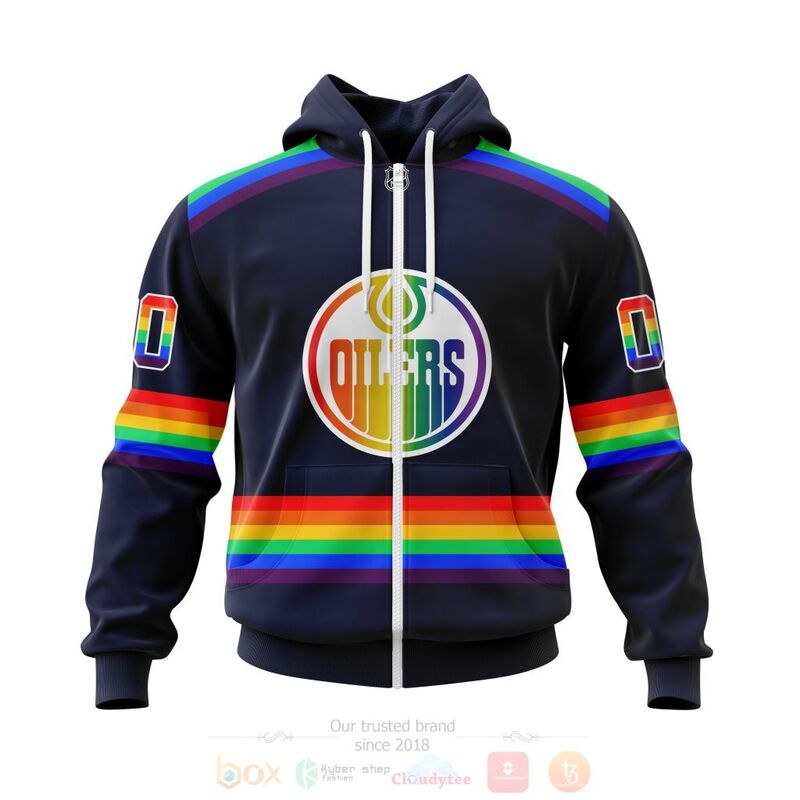 NHL Edmonton Oilers LGBT Pride Navy Color Personalized Custom 3D Hoodie Shirt 1