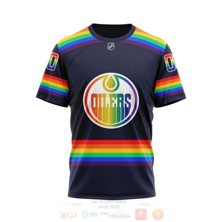 NHL Edmonton Oilers LGBT Pride Navy Color Personalized Custom 3D Hoodie Shirt 1 2