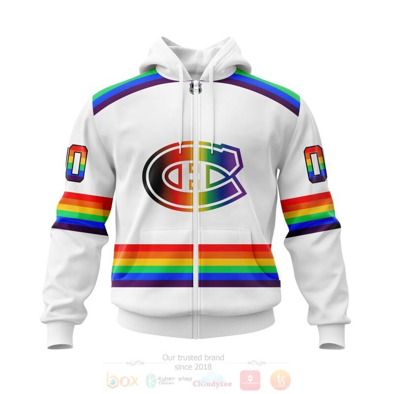 NHL Montreal Canadiens LGBT Pride White Personalized Custom 3D Hoodie Shirt 1