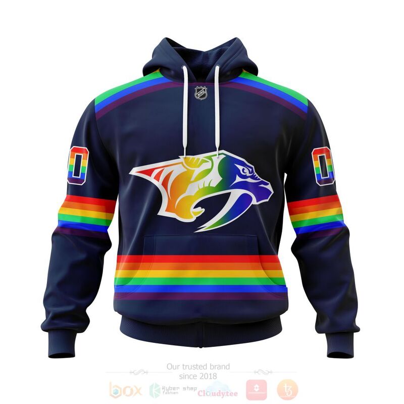 NHL Nashville Predators LGBT Pride Navy Color Personalized Custom 3D Hoodie Shirt