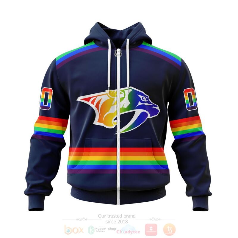 NHL Nashville Predators LGBT Pride Navy Color Personalized Custom 3D Hoodie Shirt 1