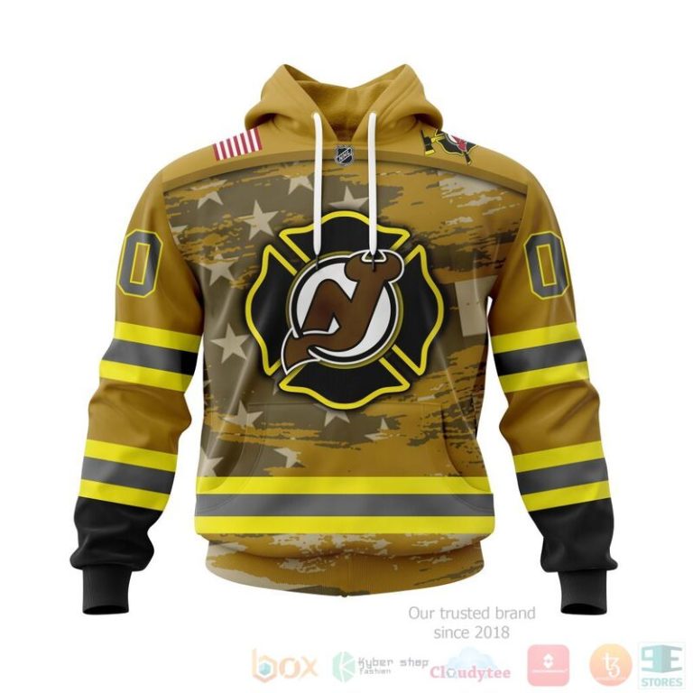 NHL New Jersey Devils Honnor Firefighter Yellow 3D Hoodie Shirt