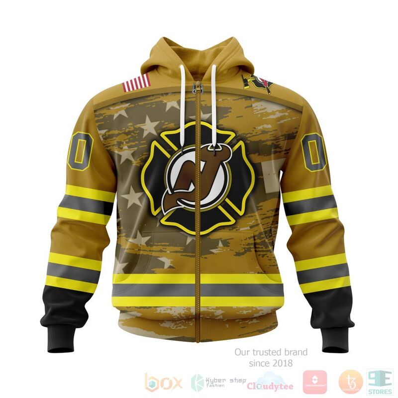 NHL New Jersey Devils Honnor Firefighter Yellow 3D Hoodie Shirt 1