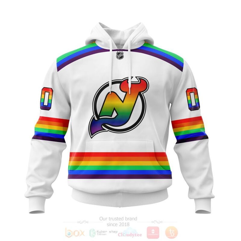 NHL New Jersey Devils LGBT Pride White Personalized Custom 3D Hoodie Shirt