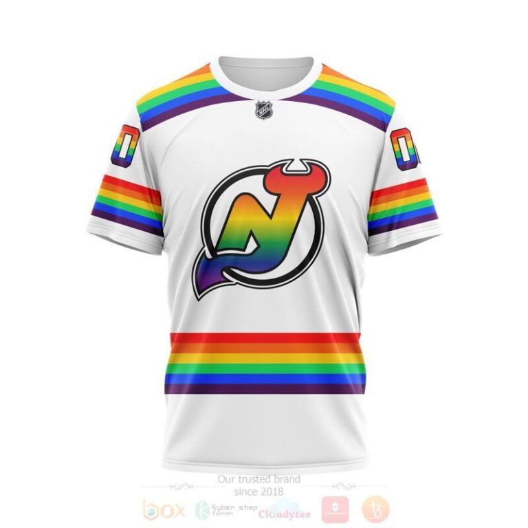 NHL New Jersey Devils LGBT Pride White Personalized Custom 3D Hoodie Shirt 1 2